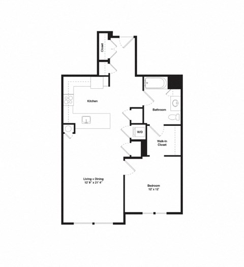 a floor plan of a house with a bedroom and a living room